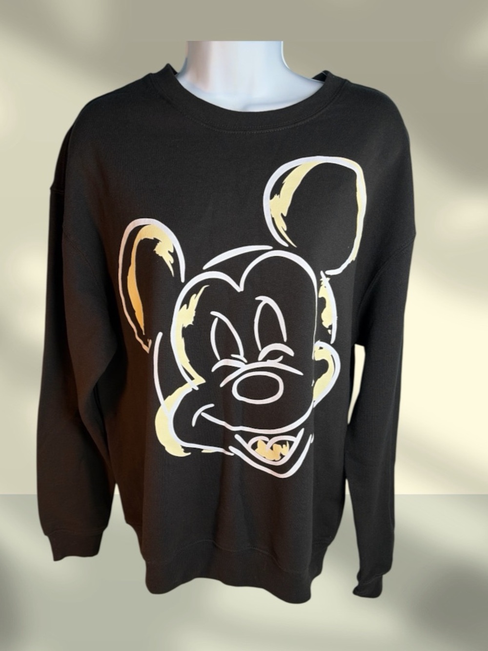 Mickey Mouse Women’s L Black Graphic Crewneck Pullover Casual Sweatshirt